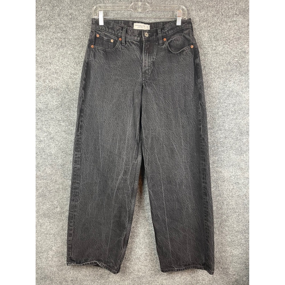 Abercrombie & Fitch Ultra Loose Jeans Women's 26 Black Exc Low Rise Wide Leg